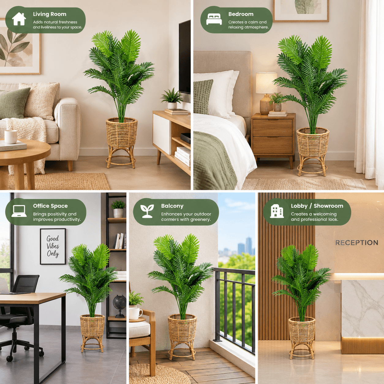 Palm Tree With Rattan Planter 2
