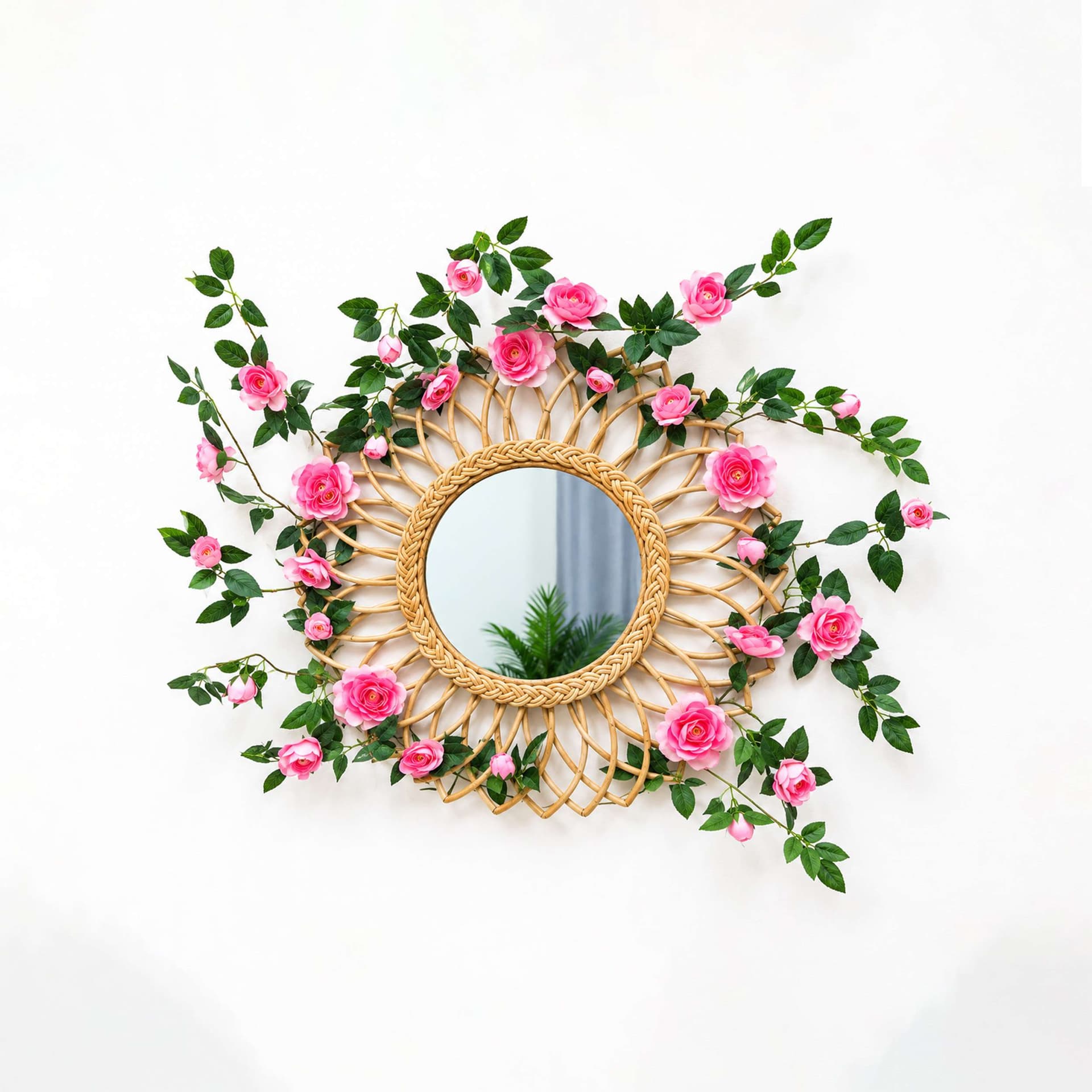 Beter Mirror 24 Inc  With Deep Pink Rose Vine