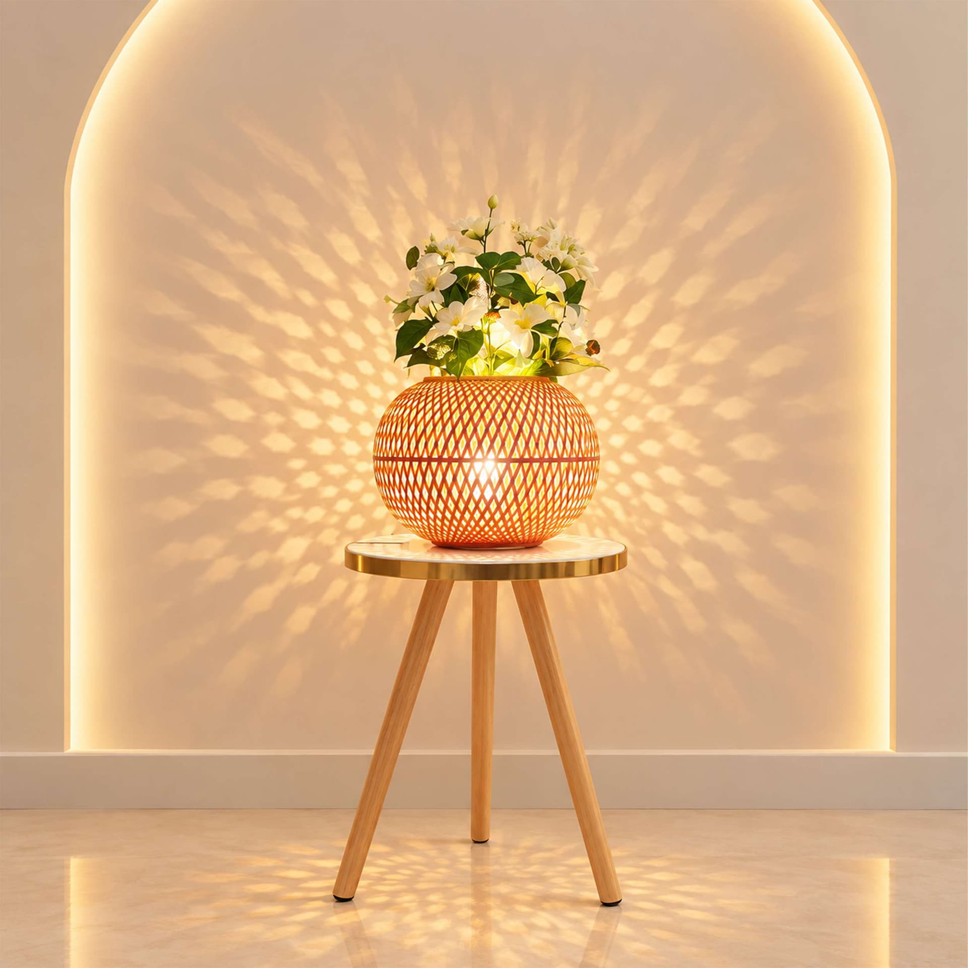 Ball Shape Lamp with Flower