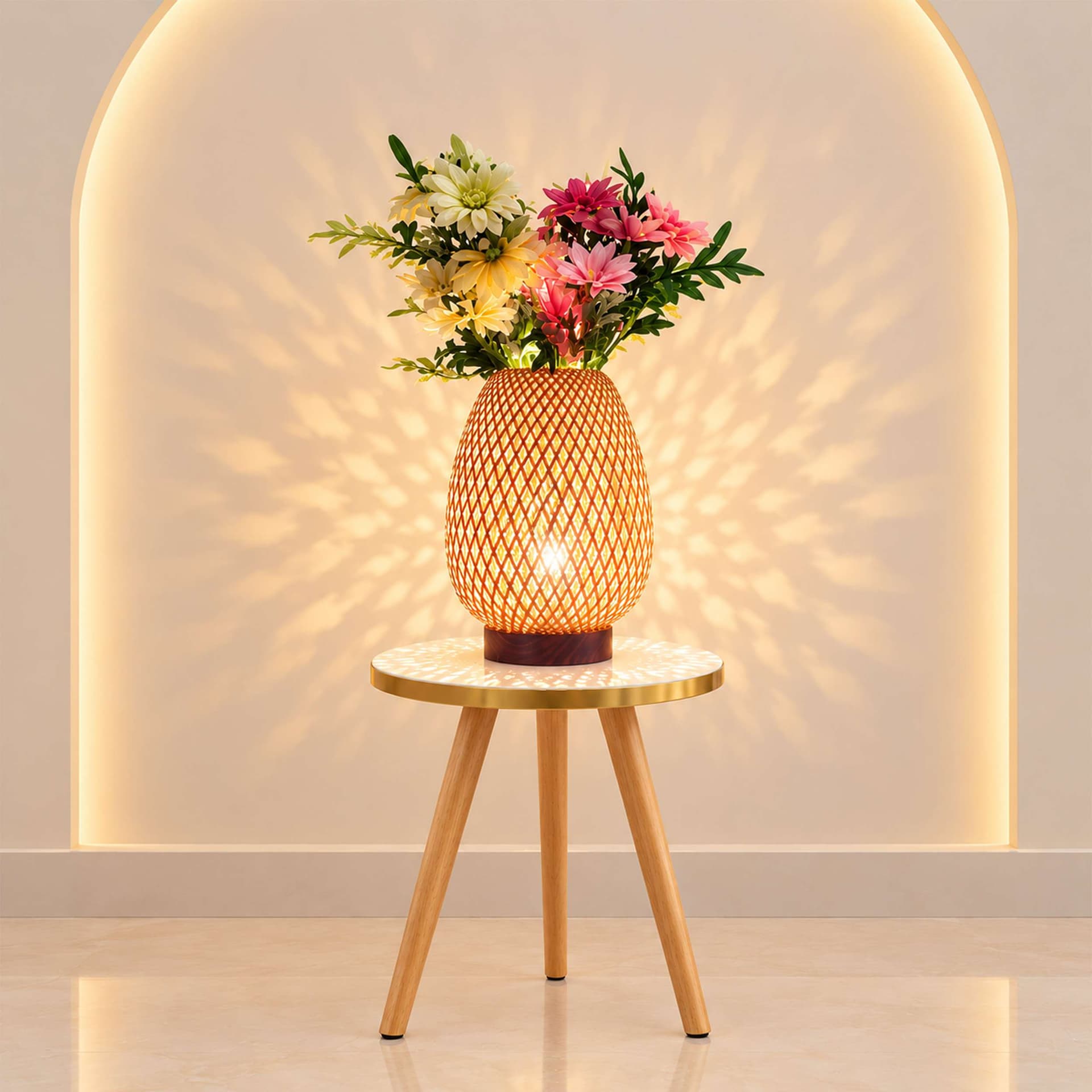 Tulip Shape Lamp with Flower